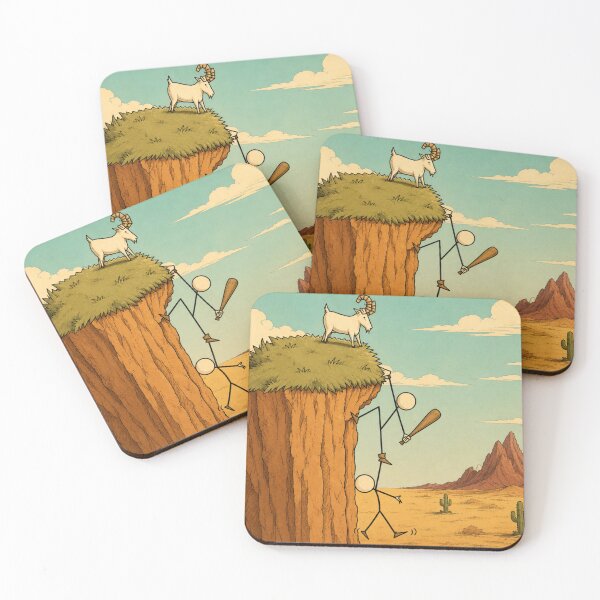 Item preview, Stickmen and the Goat - Rick Ellis - Desert Cliff Illustration for Adventure Lovers designed and sold by RickE.