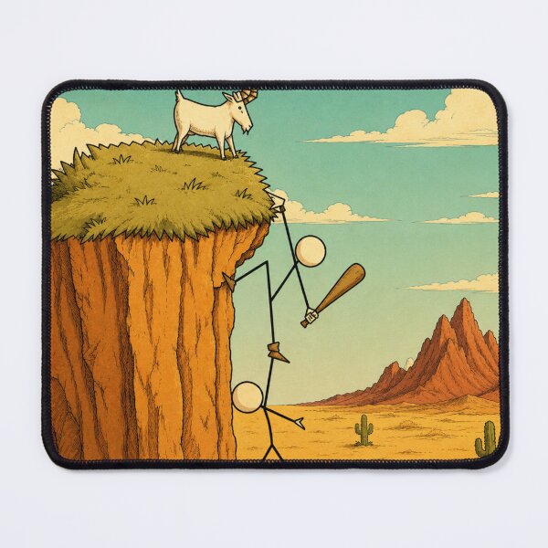 Item preview, Stickmen and the Goat - Rick Ellis - Desert Cliff Illustration for Adventure Lovers designed and sold by RickE.