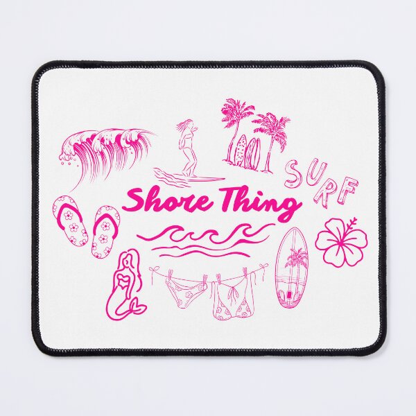 Item preview, Shore Thing Hot Pink Surfing Beach Monochrome Doodles Sketches designed and sold by JaymeOctober.