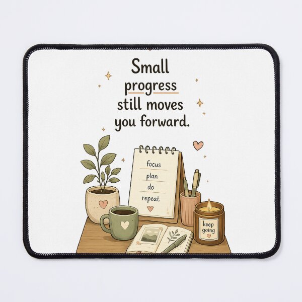 Item preview, Small Progress Still Moves You Forward Sticker | Productivity Quote | Growth Mindset Illustration designed and sold by LittleJoyStudio.Art.