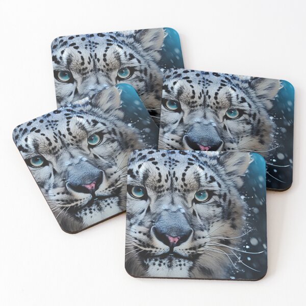 Item preview, MAJESTIC SNOW LEOPARD IN SNOWFALL designed and sold by ArtbyRolleen.