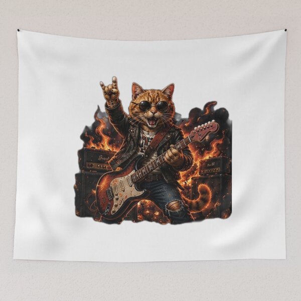 Item preview, Rockstar Cat Guitar Hero designed and sold by DailyDoodlesBySumbul.
