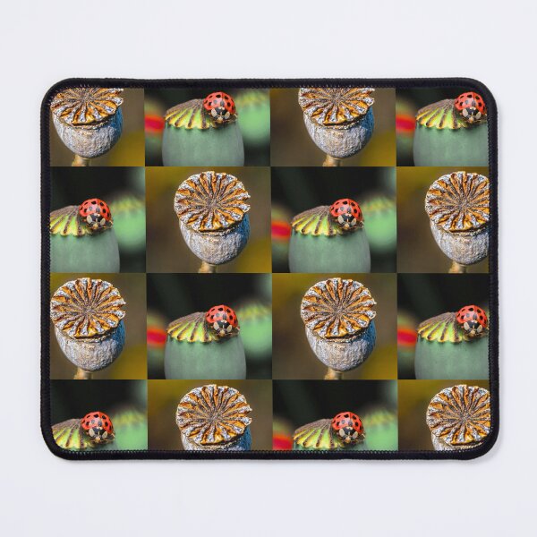 Item preview, Whimsical Ladybug and Poppy Flower Botanical Pattern designed and sold by JurateArt-DK.