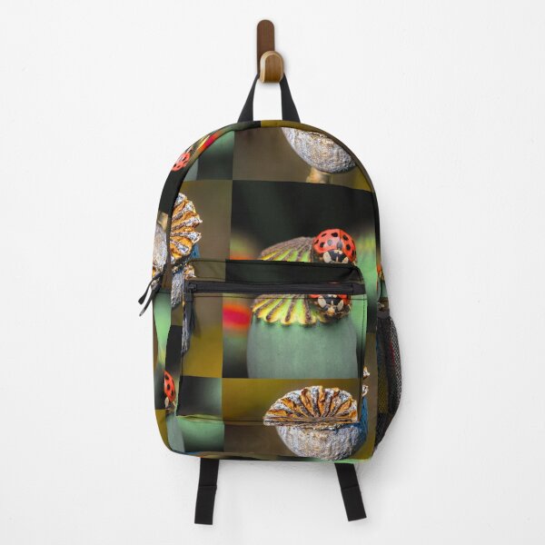 Item preview, Whimsical Ladybug and Poppy Flower Botanical Pattern designed and sold by JurateArt-DK.