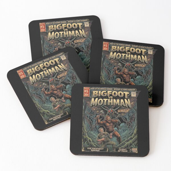 Item preview, Bigfoot vs Mothman – Issue #5 Retro Horror Sci-FI Comic Cover designed and sold by redsharkuk.