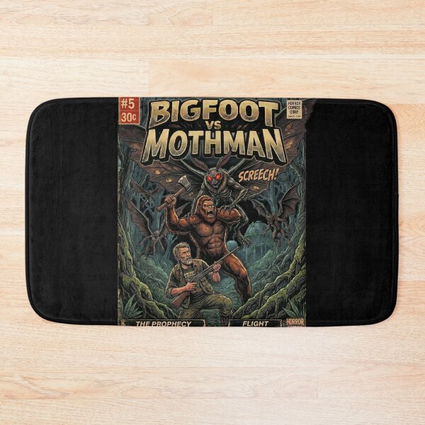 Item preview, Bigfoot vs Mothman – Issue #5 Retro Horror Sci-FI Comic Cover designed and sold by redsharkuk.