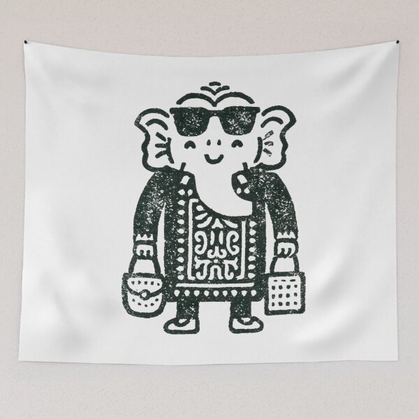 Item preview, Ganesha Shopping Minimalist Retro Stamp Pop Art designed and sold by PANNARUK THAILAND.
