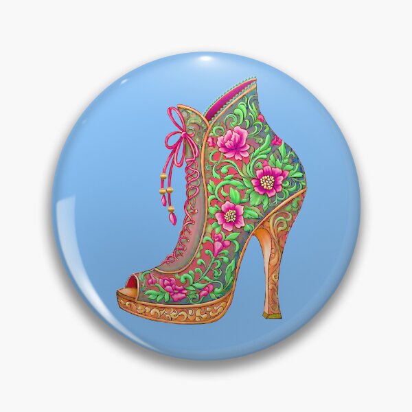 Item preview, Green and Pink Floral Romantic Gothic Boot designed and sold by LaRoach Digital Arts.