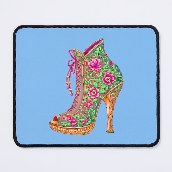 Item preview, Green and Pink Floral Romantic Gothic Boot designed and sold by LaRoach Digital Arts.