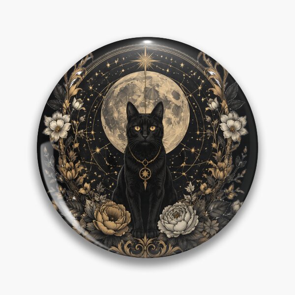 Item preview, Mystical Black Cat Under Full Moon | Celestial Gothic Botanical Illustration designed and sold by Almir-Ribeiro.