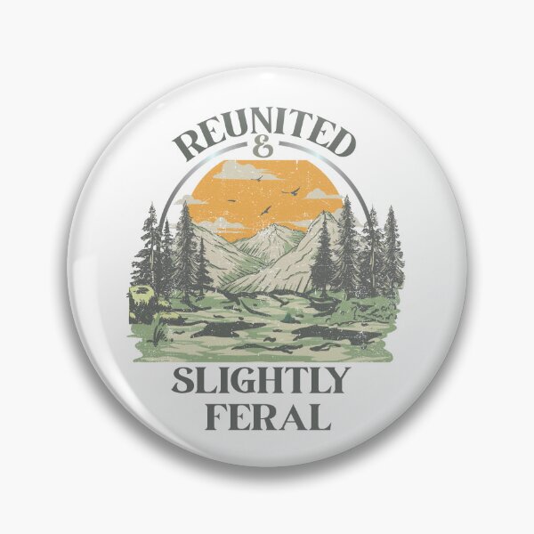 Item preview, Reunited & Slightly Feral Vintage Mountain Forest Camping Nature Typography Design designed and sold by arabiw.