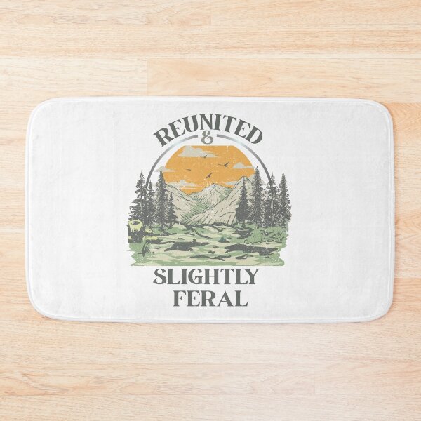 Item preview, Reunited & Slightly Feral Vintage Mountain Forest Camping Nature Typography Design designed and sold by arabiw.