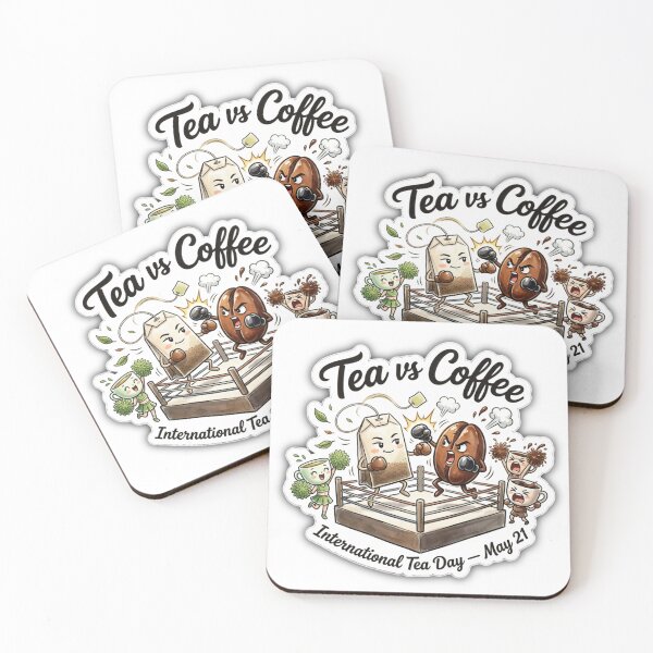 Item preview, Tea vs Coffee Boxing Match - International Tea Day Sticker designed and sold by SNC3421.