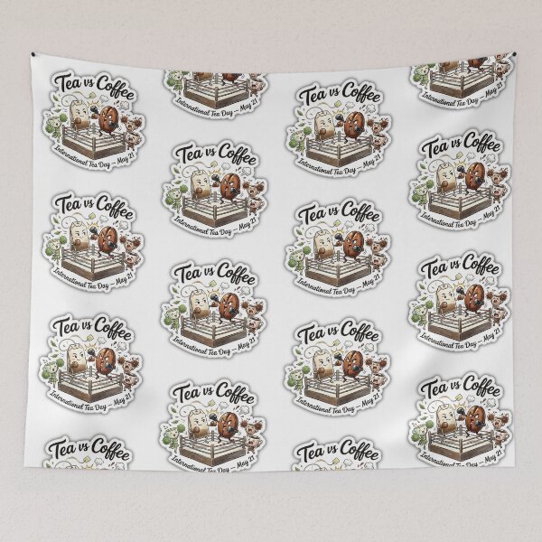 Item preview, Tea vs Coffee Boxing Match - International Tea Day Sticker designed and sold by SNC3421.