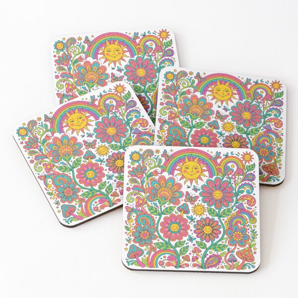 Item preview, Groovy 70s Retro Psychedelic Floral Sun Art designed and sold by Far Out Goods.