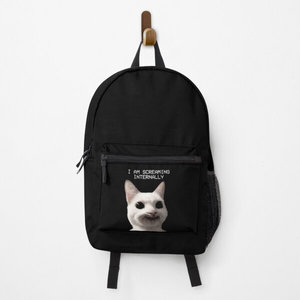 Item preview, Title I Am Screaming Internally Funny White Cat Meme designed and sold by Off-Road-Zone.