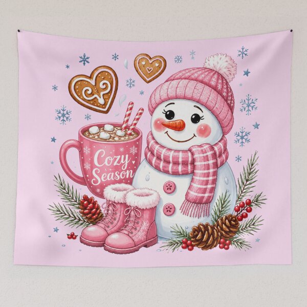 Item preview, Pink Cozy Season Snowman Winter Mug Design designed and sold by Ioanna-Studio.