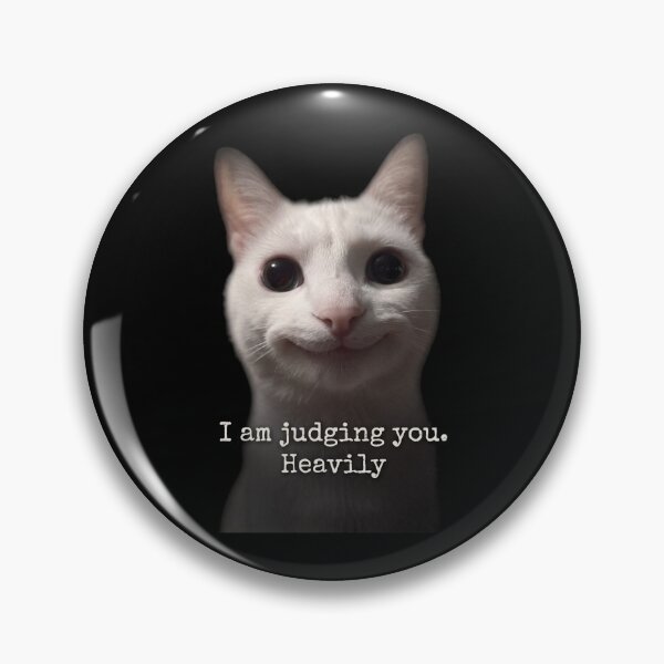 Item preview, I Am Judging You Heavily Funny White Cat Meme designed and sold by Off-Road-Zone.