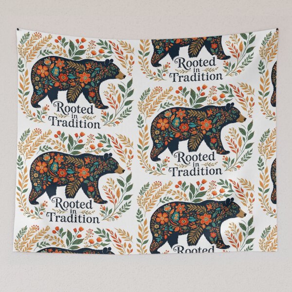 Item preview, Floral Bear – Botanical Folk Art Animal | Boho Nature Inspired Bear Design designed and sold by LONE SPIRIT CO..