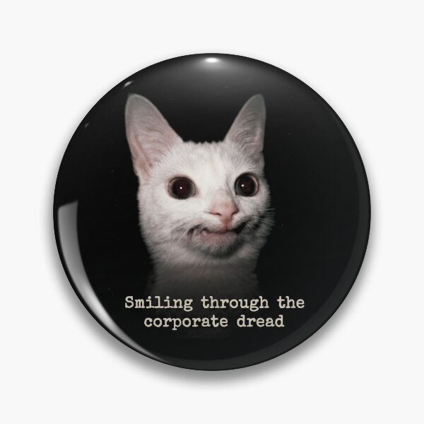 Item preview, Smiling Through The Corporate Dread Funny White Cat designed and sold by Off-Road-Zone.