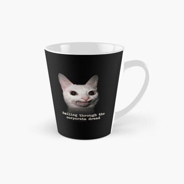 Item preview, Smiling Through The Corporate Dread Funny White Cat designed and sold by Off-Road-Zone.