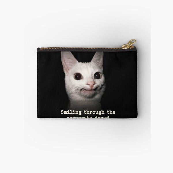 Item preview, Smiling Through The Corporate Dread Funny White Cat designed and sold by Off-Road-Zone.