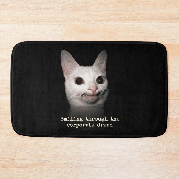 Item preview, Smiling Through The Corporate Dread Funny White Cat designed and sold by Off-Road-Zone.