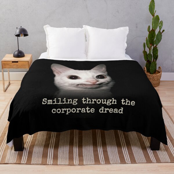 Item preview, Smiling Through The Corporate Dread Funny White Cat designed and sold by Off-Road-Zone.
