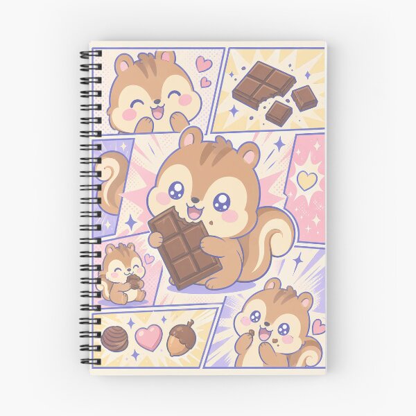 Item preview, Kawaii Squirrel Eating Chocolate Comic Panel designed and sold by Gift Phrase Studio.