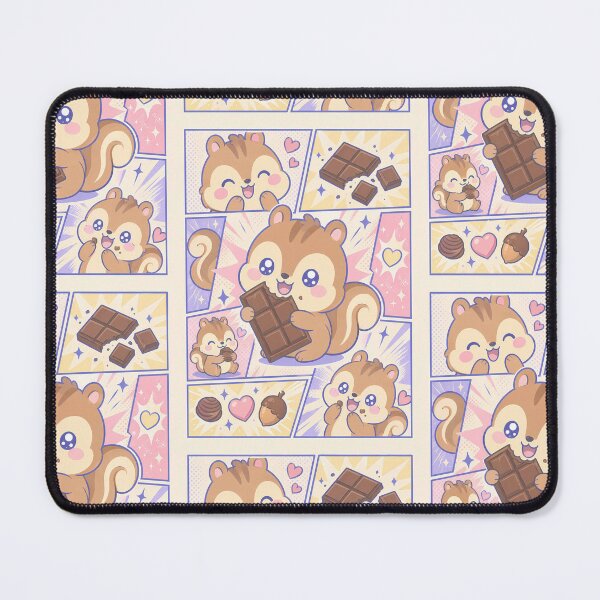 Item preview, Kawaii Squirrel Eating Chocolate Comic Panel designed and sold by Gift Phrase Studio.