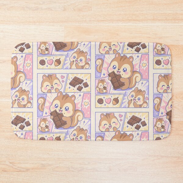 Item preview, Kawaii Squirrel Eating Chocolate Comic Panel designed and sold by Gift Phrase Studio.