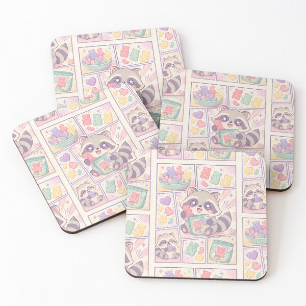 Item preview, Kawaii Raccoon Eating Gummies Comic Panel designed and sold by Gift Phrase Studio.