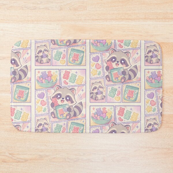 Item preview, Kawaii Raccoon Eating Gummies Comic Panel designed and sold by Gift Phrase Studio.