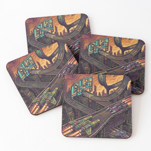 Item preview, Retro Pixel Art Sci-Fi Metropolis & Space Highway designed and sold by Dzblack.