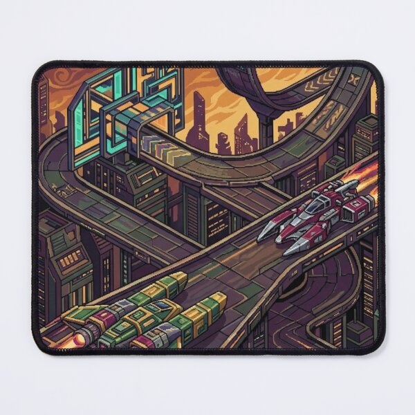 Item preview, Retro Pixel Art Sci-Fi Metropolis & Space Highway designed and sold by Dzblack.