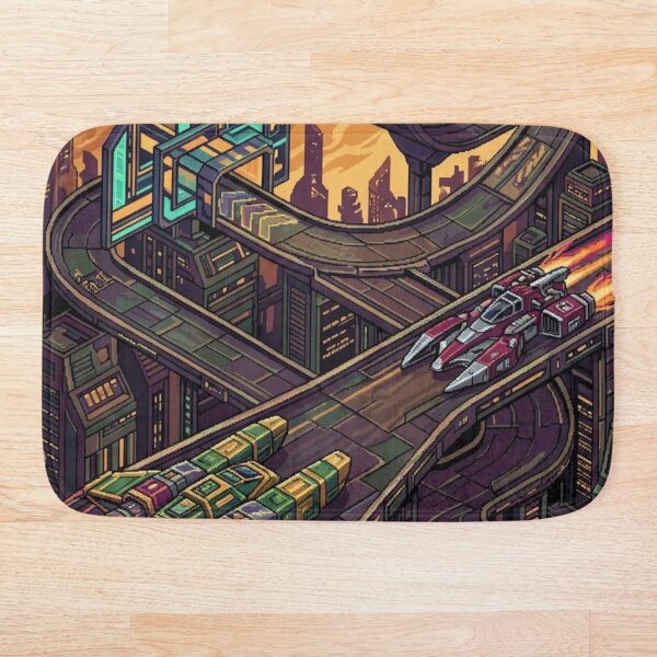 Artikelvorschau, Retro-Pixel-Art-Sci-Fi-Metropole & Weltraumautobahn entworfen und verkauft von Dzblack.