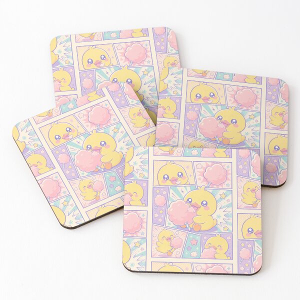 Item preview, Kawaii Duck Eating Cotton Candy Comic Panel designed and sold by Gift Phrase Studio.