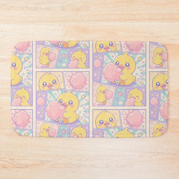 Item preview, Kawaii Duck Eating Cotton Candy Comic Panel designed and sold by Gift Phrase Studio.
