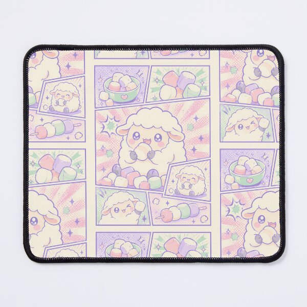 Item preview, Kawaii Sheep Eating Marshmallows Comic Panel designed and sold by Gift Phrase Studio.