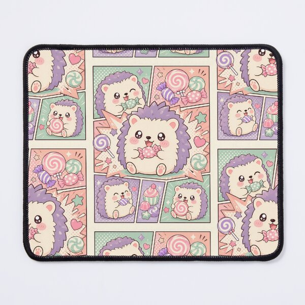 Item preview, Kawaii Hedgehog Eating Candy Comic Panel designed and sold by Gift Phrase Studio.