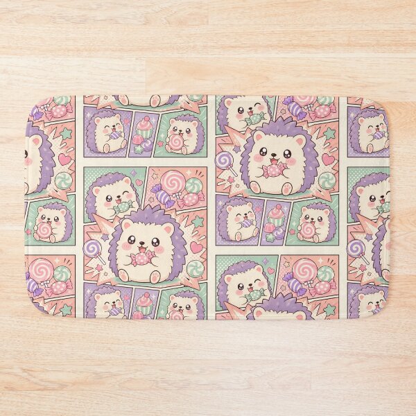 Item preview, Kawaii Hedgehog Eating Candy Comic Panel designed and sold by Gift Phrase Studio.