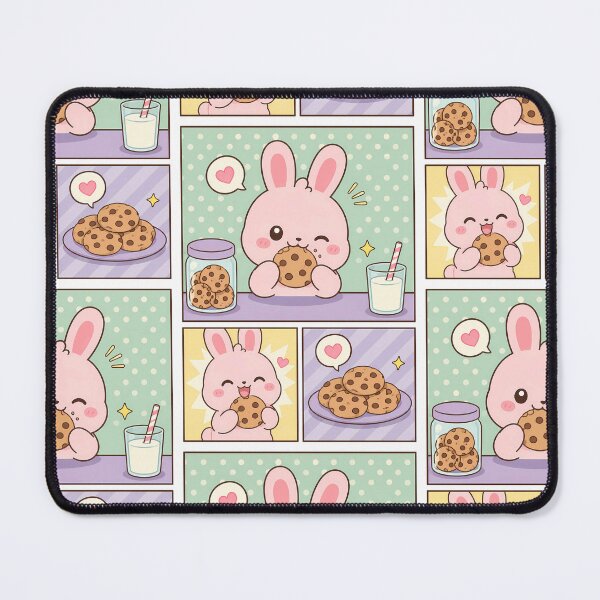 Item preview, Kawaii Bunny Eating Cookies Comic Panel designed and sold by Gift Phrase Studio.