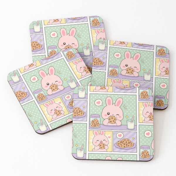 Item preview, Kawaii Bunny Eating Cookies Comic Panel designed and sold by Gift Phrase Studio.