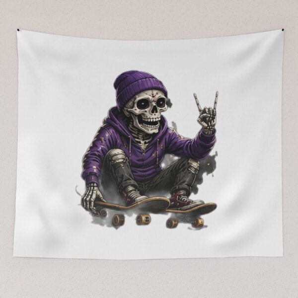 Artikelvorschau, Purple Hoodie Skate Skeleton entworfen und verkauft von DailyDoodlesBySumbul.