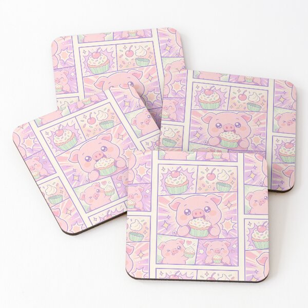 Item preview, Kawaii Pig Eating Cupcake Comic Panel designed and sold by Magmashup.