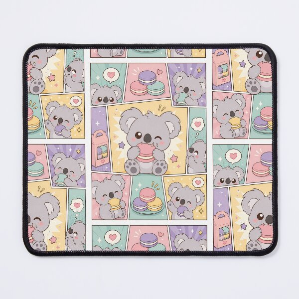 Item preview, Kawaii Koala Eating Macarons Comic Panel designed and sold by Gift Phrase Studio.