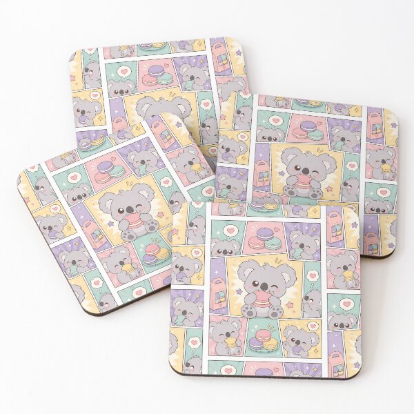 Item preview, Kawaii Koala Eating Macarons Comic Panel designed and sold by Magmashup.