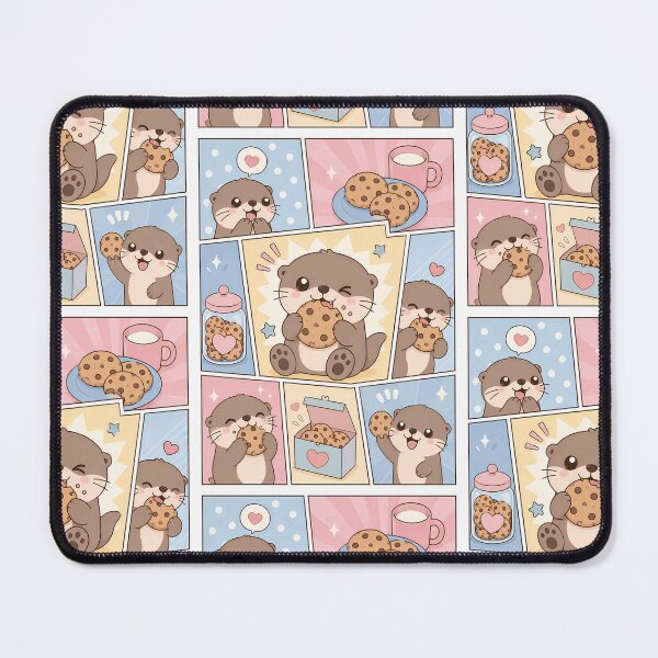 Item preview, Kawaii Otter Eating Cookies Comic Panel designed and sold by Gift Phrase Studio.