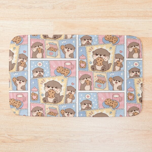Item preview, Kawaii Otter Eating Cookies Comic Panel designed and sold by Gift Phrase Studio.