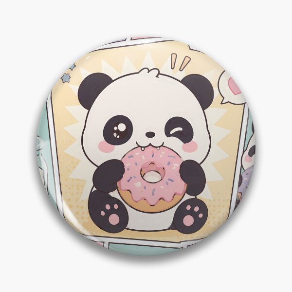 Item preview, Kawaii Panda Eating Donut Comic Panel designed and sold by Gift Phrase Studio.